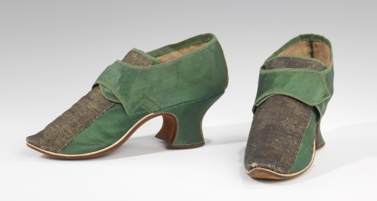 Shoes Date: 1730–55 Probably British Silk and metal Brooklyn Museum Costume Collection at The Metropolitan Museum of Art, New York​, Gift of the Brooklyn Museum, 2009; Gift of Mrs. Clarence R. Hyde, 1928