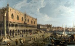 Giovanni Antonio Canal, aka Canaletto. (Venice, 1697 - 1768) The Doge's Palace and the Riva degli Schiavoni Circa 1730-1740 National Gallery, London He walked towards the Piazza along the embankment littered with twigs and stacks of wood, where the Dalmatians had their stalls selling smoked fish and lamb. A few pistori were coming home from the bread factories at San Martino, where they made ship’s biscuits for the naval crews at the Arsenale. He passed the Church of the Pietà. Up ahead, at the Ponte della Paglia, and beyond, there was an incessant movement of sandolo boats between the wooden jetties. Gondoliers at the service of government grandees waited in their gold-trimmed red cloaks, maintaining a running banter, joking amongst themselves. One was blowing on his hands, rubbing them together to keep them warm. The sea slapped against the embankment.” From The Laws of Time, a novel by Andrea Perego