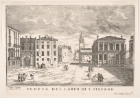 View of Campo Santo Stefano From "Le fabriche e vedute di Venezia", Venice 1703 Engraving by Luca Carlevarijs (1663-1730)