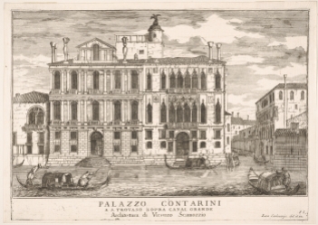 Palazzo Contarini in Campo San Trovaso From "Le fabriche e vedute di Venezia", Venice 1703 Engraving by Luca Carlevarijs (1663-1730)