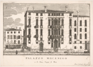 Palazzo Mocenigo at San Stae From "Le fabriche e vedute di Venezia", Venice 1703 Engraving by Luca Carlevarijs (1663-1730)