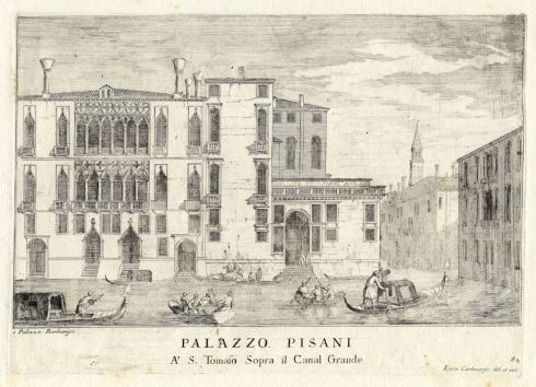 Palazzo Pisani (today Pisani-Moretta) at San Tomà From "Le fabriche e vedute di Venezia", Venice 1703 Engraving by Luca Carlevarijs (1663-1730)