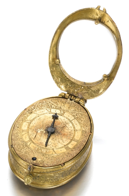 Cornelius Mellin, BlackfriarsAn early and rare gilt-metal oval verge watch, ca 1610-1615Gilt oval full plate movement, verge escapement