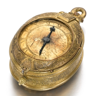 Cornelius Mellin, Blackfriars An early and rare gilt-metal oval verge watch, ca 1610-1615 Gilt oval full plate movement, verge escapement
