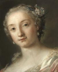 Rosalba Carriera, Young Woman with pearl earrings Pastel. Circa 1720