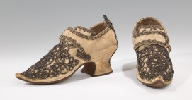 Shoes Date: 1690–1729 Probably British Medium: silk and metal Brooklyn Museum Costume Collection at The Metropolitan Museum of Art, Gift of the Brooklyn Museum, 2009; Gift of Herman Delman, 1954