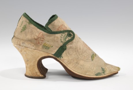 Shoe Date: 1700–1720 Probably British Medium: silk and leather Brooklyn Museum Costume Collection at The Metropolitan Museum of Art, Gift of the Brooklyn Museum, 2009; Gift of Herman Delman, 1954