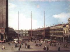 Giovanni Antonio Canal, aka Canaletto Piazza San Marco looking towards San Geminiano church Galleria nazionale d'arte antica di Palazzo Corsini, Rome San Geminiano church and all the western side of St Mark's Square were demolished by Napoleon in 1807, to build his Royal Palace, today Correr Museum.