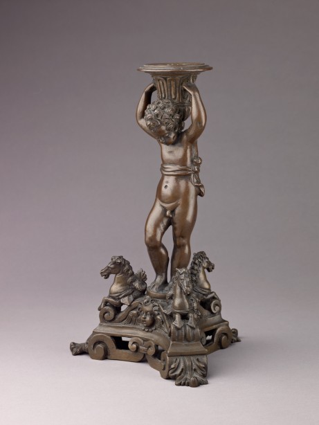 Bronze candlestick in the shape of a putto. 17th century. The Metropolitan Museum, New York