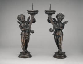 Pair of bronze candlesticks from Venice. Attributable to Niccolò Roccatagliata, born in Genoa and active between 1593 and 1636. The Metropolitan Museum, New York