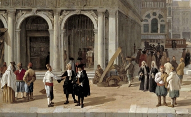 Luca Carlevarijs, 1663-1730. La Piazzetta a Venezia, ca. 1700-10, detail. Timken Museum of Art San Diego, California
